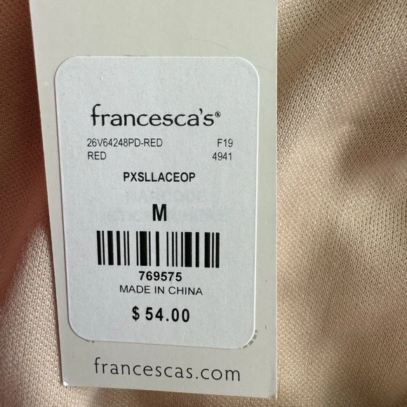 NWT Women’s Red Lace Dress from Francesca’s. Size Medium - Picture 4 of 4